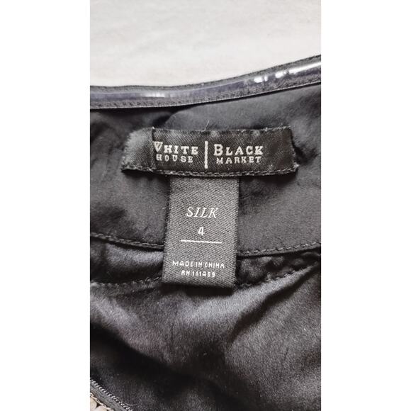 White House Black Market Silk One Shoulder Top Embroidery Trim Size 4 - Picture 7 of 12